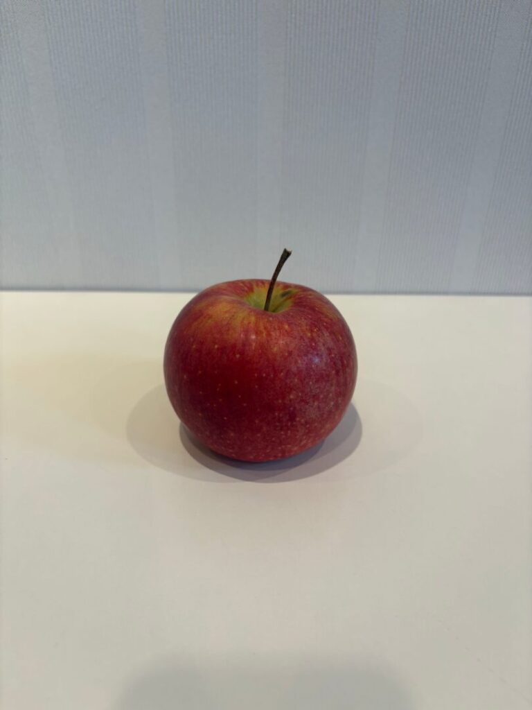 光を入れずに撮った赤いりんごの写真